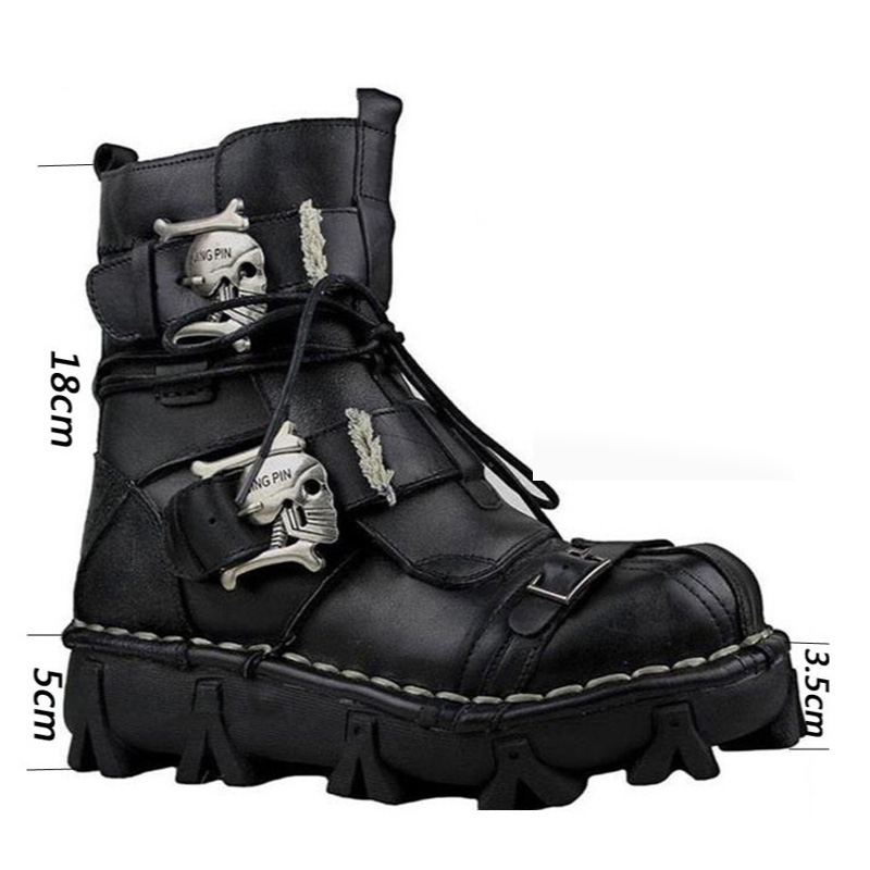 Mens Fashion Combat Boots - Fashion Men's Genuine Leather Motorcycle Boots