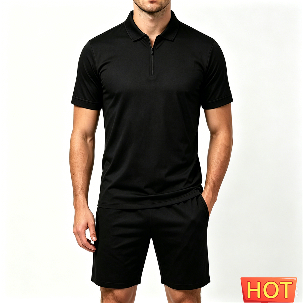 Men'S Fashion Polo Shirt - Summer Men's Tracksuit Sets Simple Solid