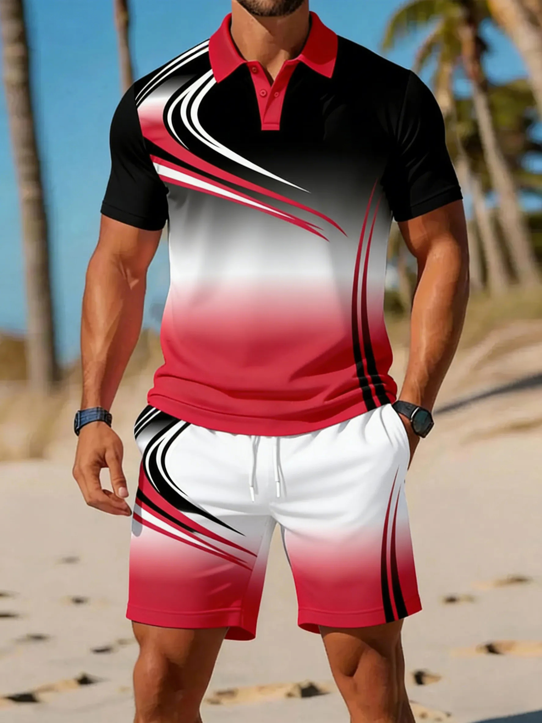 Men'S Fashion Polo Shirt - Men's Summer Tee Set Fashion Button