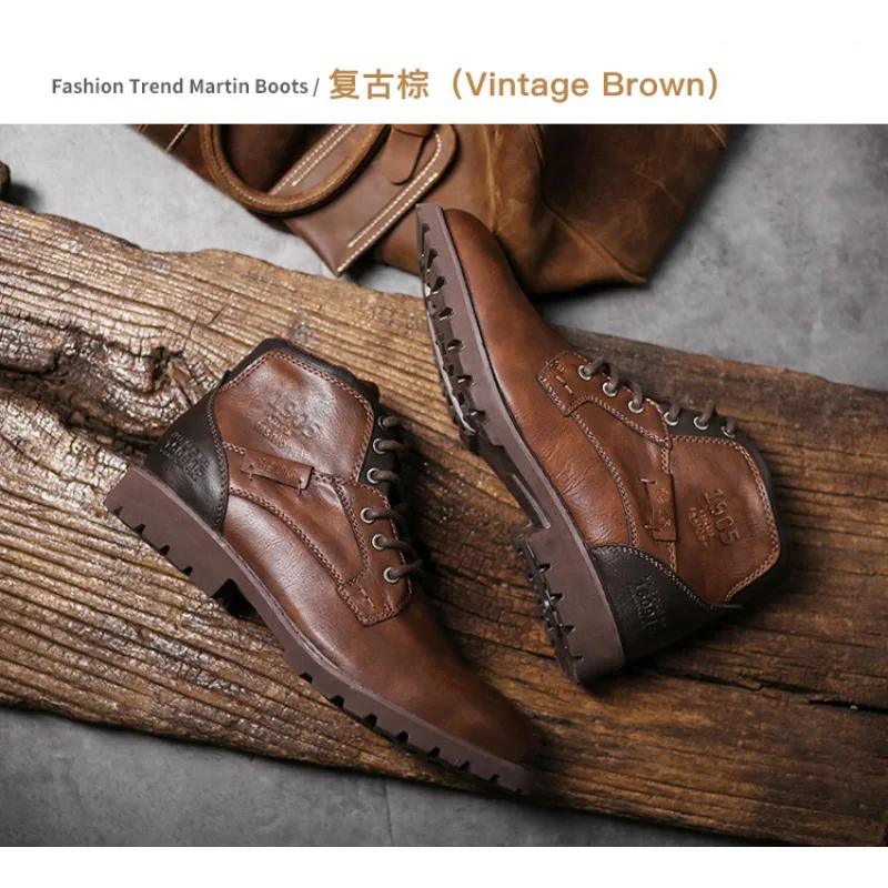 Leather Men Ankle Boots Plus S - đánh giá và giá Mens Fashion Combat Boots