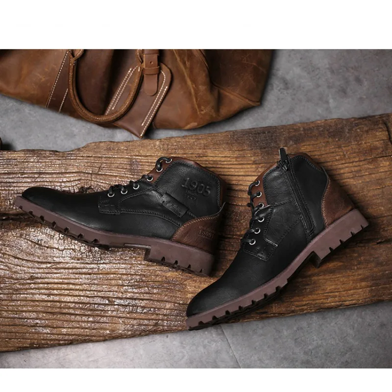 Leather Men Ankle Boots Plus S - đánh giá và giá Mens Fashion Combat Boots