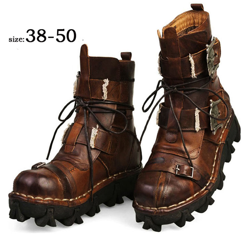 Fashion Men's Genuine Leather  - đánh giá và giá Mens Fashion Combat Boots