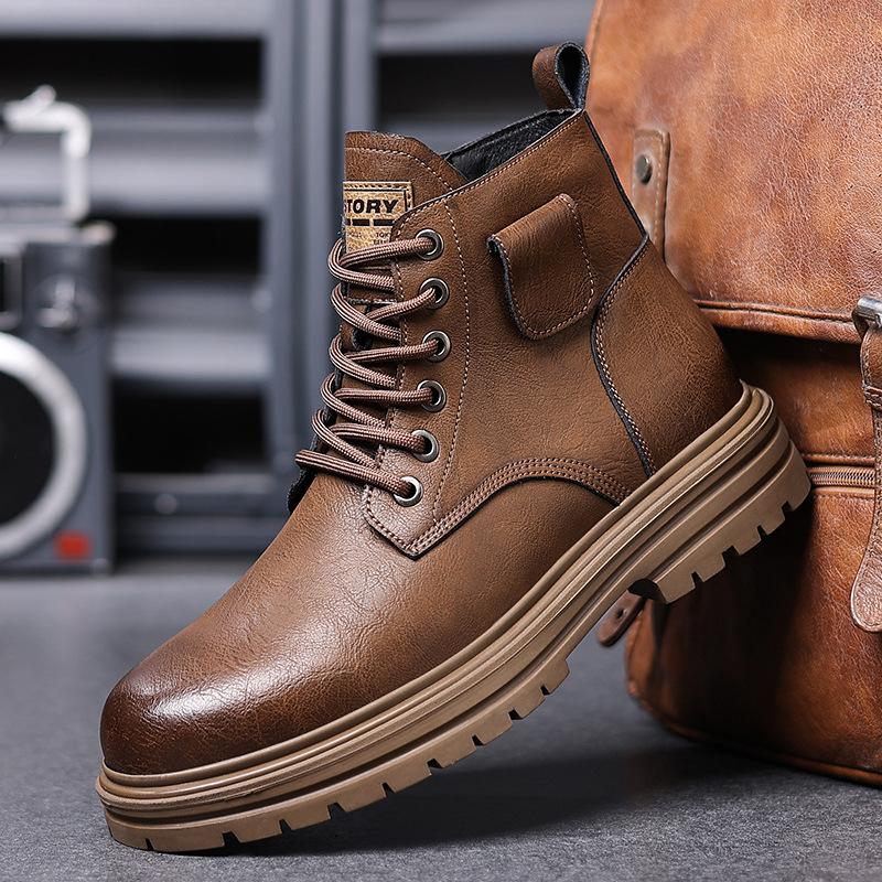 Mens Brown Vintage Leather Com - đánh giá và giá Mens Fashion Combat Boots
