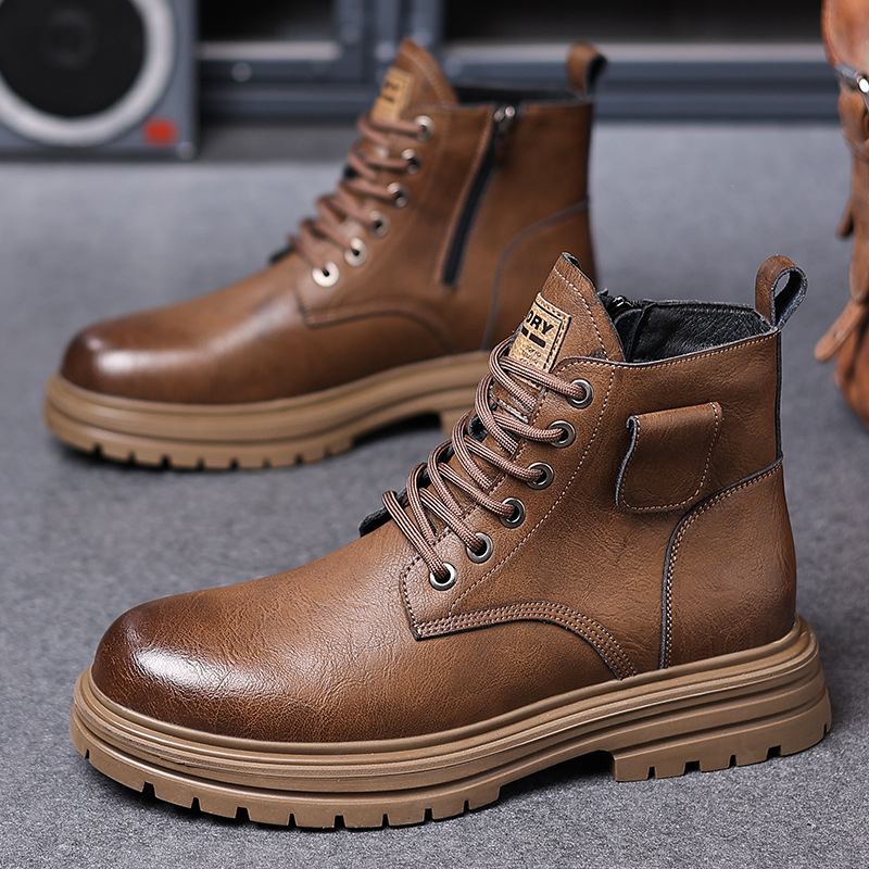 Mens Brown Vintage Leather Com - đánh giá và giá Mens Fashion Combat Boots