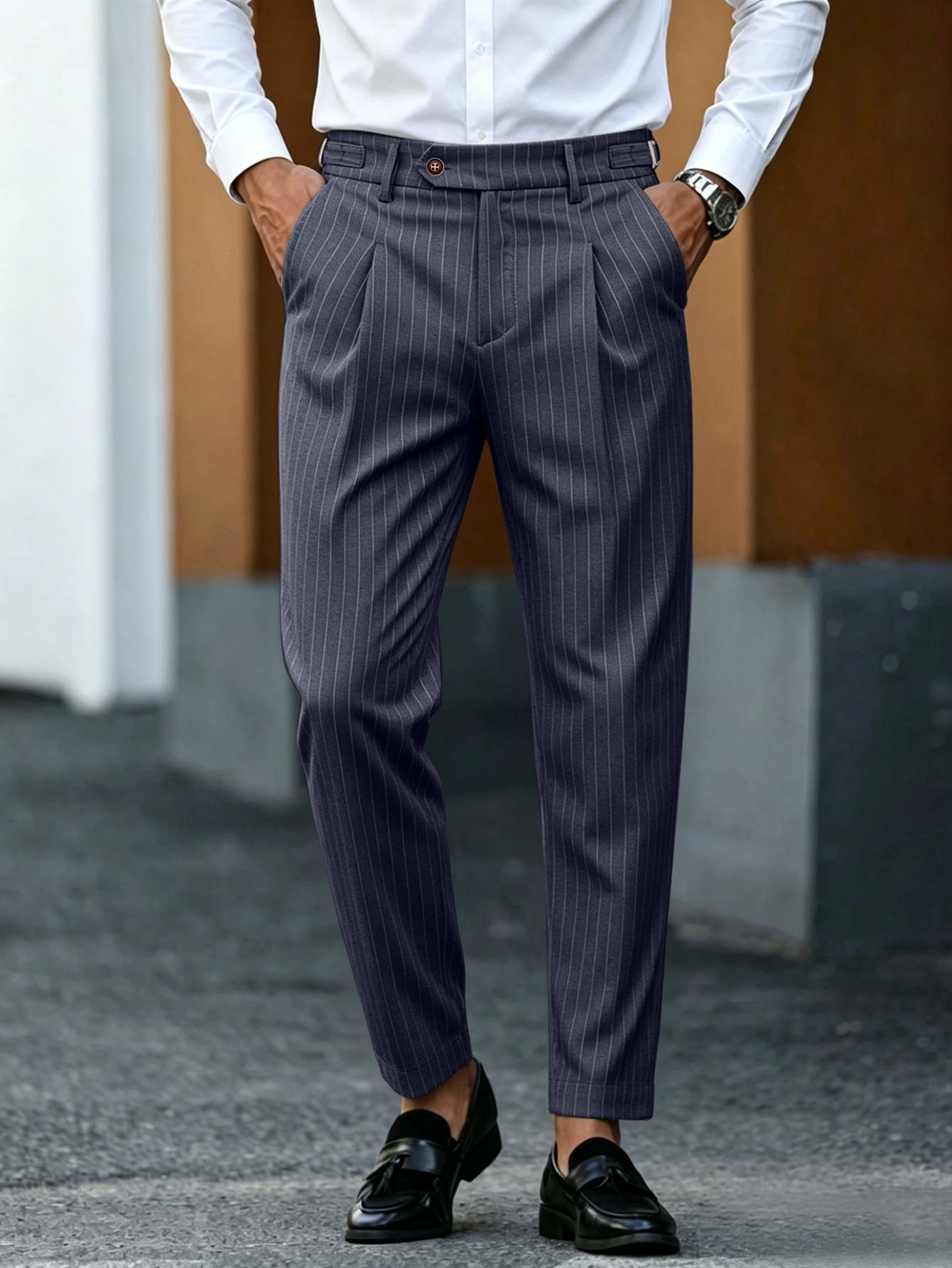 Business Formal Mens Pinstripe - đánh giá và giá Formal Trouser Stretch
