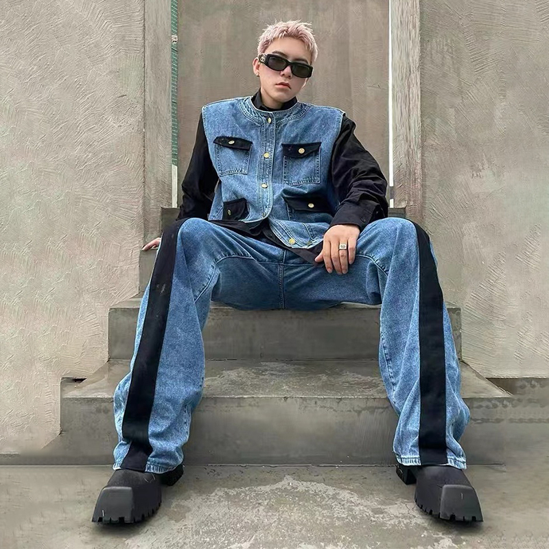 WTHT Vintage Men's Suit Patchw - đánh giá và giá Men'S Fashion Vest With Jeans