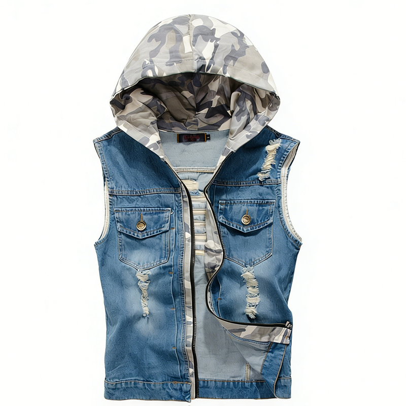 Spring Summer Mens Camo Hooded - đánh giá và giá Men'S Fashion Vest With Jeans